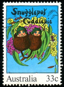 AUSTRALIA - CIRCA 1985: stamp printed by Australia, shows Illustrations from classic children�s books, Snugglepot and Cuddlepie, by May Gibbs, circa 1985