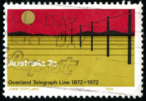 AUSTRALIA - CIRCA 1972: stamp printed by Australia, shows Overland Telegraph Line, circa 1972