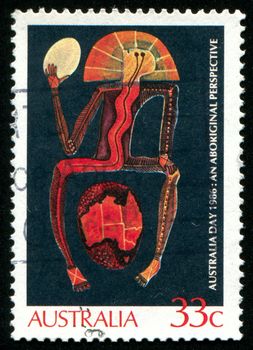 AUSTRALIA - CIRCA 1986: stamp printed by Australia, shows Aboriginal painting, circa 1986