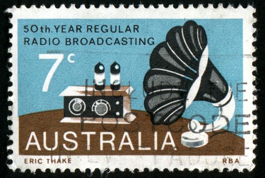 AUSTRALIA - CIRCA 1973: stamp printed by Australia, shows Radio and Gramophone Speaker, circa 1973