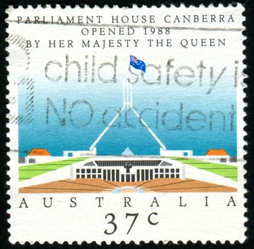 AUSTRALIA - CIRCA 1988: stamp printed by Australia, shows Opening of Parliament House, Canberra, circa 1988