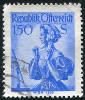 AUSTRIA - CIRCA 1948: stamp printed by Austria, shows Austrian Costumes, Vienna, circa 1948