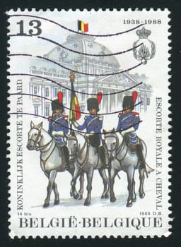 BELGIUM - CIRCA 1988: Royal Mounted Guard, circa 1988.