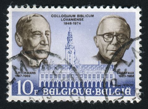 BELGIUM - CIRCA 1975: 25th anniversary of Louvain Bible Colloquium, founded by Professors Gonzague Ryckmans (1887-1969) and Lucien Cerfaux (1883-1968), circa 1975.