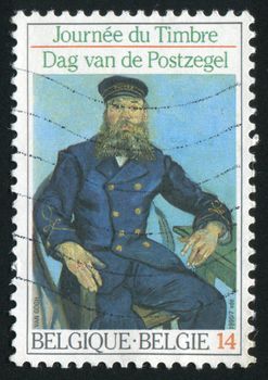 BELGIUM - CIRCA 1990: Postman Roulin, by Van Gogh, circa 1990.