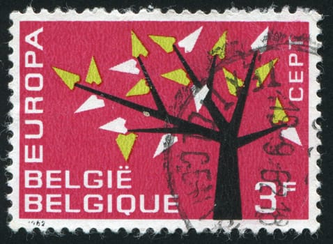 BELGIUM - CIRCA 1962: The image with an abstract tree, circa 1962.