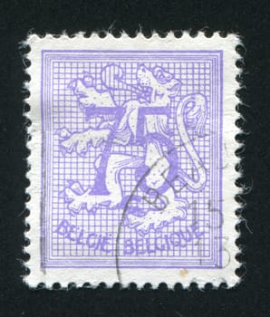 BELGIUM - CIRCA 1949:  Lion Rampant. Belgian stamp, circa 1949.