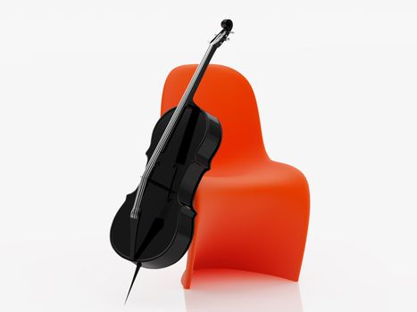 High resolution image  cello. 3d illustration over  white backgrounds.