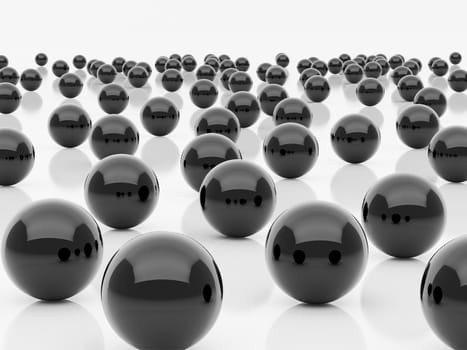 High resolution image  black spheres. 3d illustration over  white backgrounds.