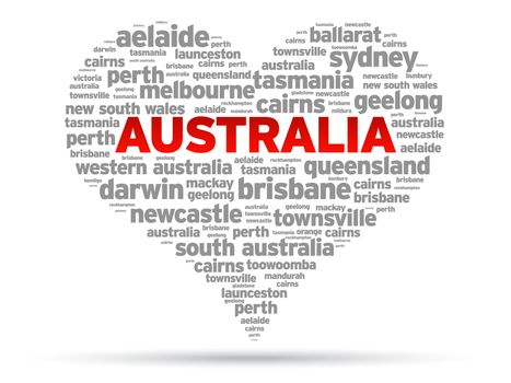 I Love Australia Illustration on white background.