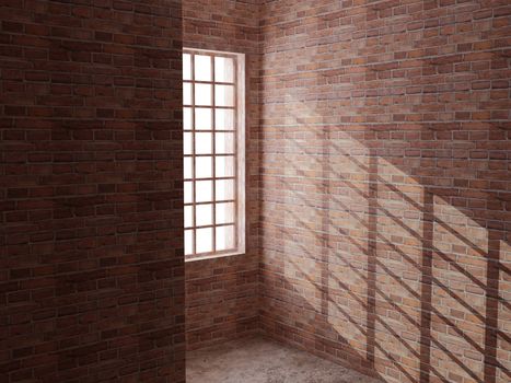 High resolution image interior. 3d illustration modern interior. Brick room.