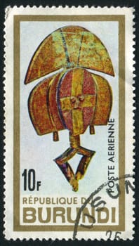 BURUNDI - CIRCA 1967: stamp printed by Burundi, shows Ancestor Figures, Ivory Coast, circa 1967