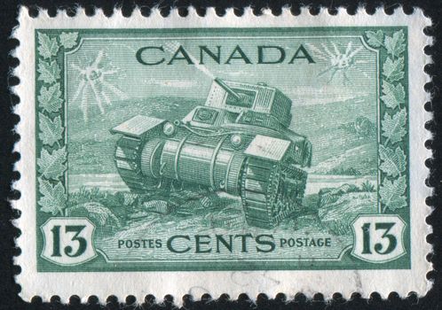 CANADA - CIRCA 1943: stamp printed by Canada, shows Tank, circa 1943