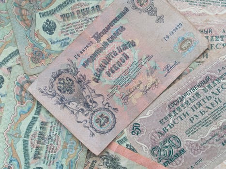 Russian empire old banknotes background