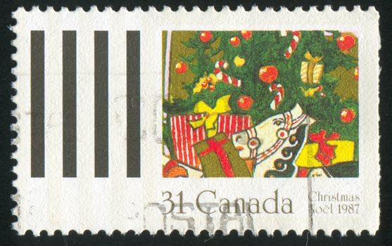 CANADA - CIRCA 1987: stamp printed by Canada, shows Christmas tree, circa 1987
