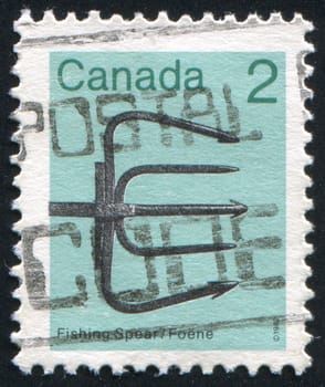 CANADA - CIRCA 1982: stamp printed by Canada, shows Fishing spear, circa 1982