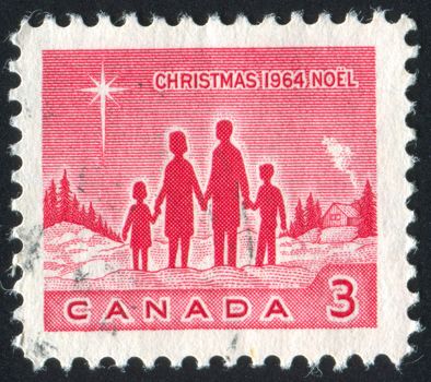 CANADA - CIRCA 1964: stamp printed by Canada, shows Family and Star of Bethlehem, circa 1964