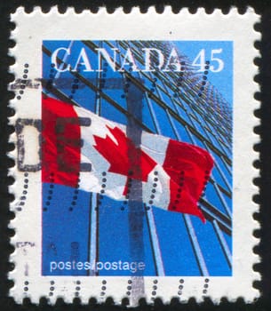 CANADA - CIRCA 1987: stamp printed by Canada, shows Canadian flag, circa 1987