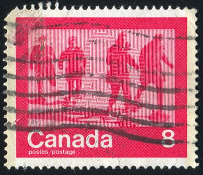 CANADA - CIRCA 1974: stamp printed by Canada, shows Snowshoeing, circa 1974