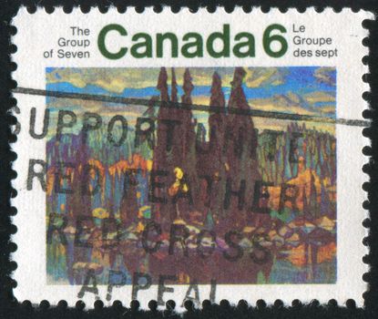 CANADA - CIRCA 1970: stamp printed by Canada, shows Isle of Spruce, by Arthur Lismer, circa 1970
