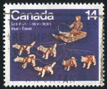 CANADA - CIRCA 1978: stamp printed by Canada, shows Travels of the Inuit, circa 1978