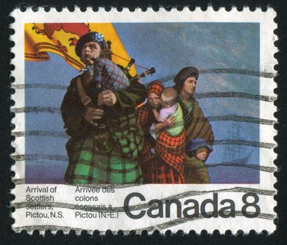 CANADA - CIRCA 1973: stamp printed by Canada, shows Scottish Settlers, circa 1973