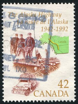 CANADA - CIRCA 1992: stamp printed by Canada, shows Alaska Highway, circa 1992