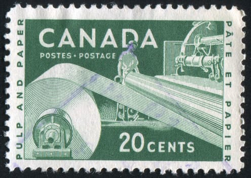 CANADA - CIRCA 1956: stamp printed by Canada, shows Paper Industry, circa 1956