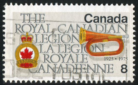 CANADA - CIRCA 1975: stamp printed by Canada, shows Legion Emblem and Bugle, circa 1975