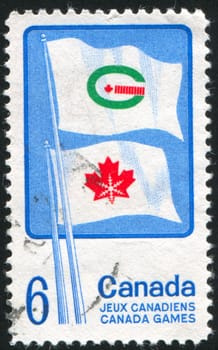 CANADA - CIRCA 1969: stamp printed by Canada, shows Flags of Summer and Winter Canada Games, circa 1969