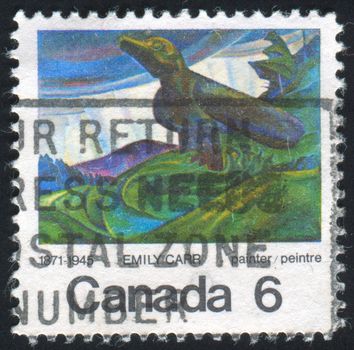 CANADA - CIRCA 1971: stamp printed by Canada, shows Big Raven, by Emily Carr, circa 1971