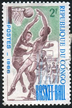 CONGO - CIRCA 1966: stamp printed by Congo, shows Women�s Basketball, circa 1966