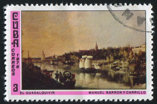 CUBA - CIRCA 1976: stamp printed by Cuba, shows Guadalquivir River, by Manuel Barron, circa 1976