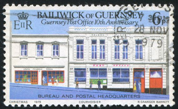 GUERNSEY - CIRCA 1979: stamp printed by Guernsey, shows Guernsey post office, circa 1979