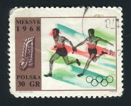 POLAND - CIRCA 1968: Competitions on track and field athletics in Mexico, circa 1968.