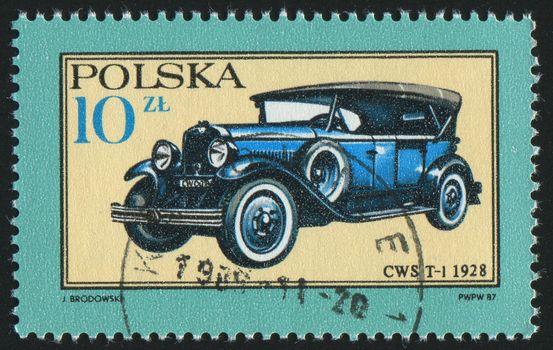 POLAND - CIRCA 1987: stamp printed by Poland, shows retro car, circa 1987.