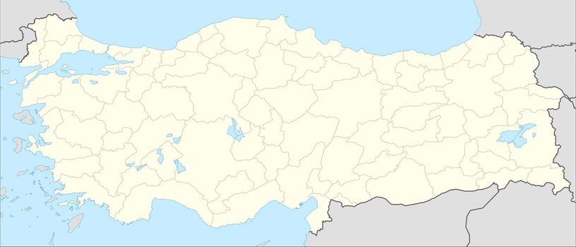 Illustrated map of the country of Turkey in Europe.