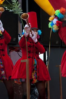 OVAR, PORTUGAL - MARCH 8: Group 'Palhacinhas'  during the Carnival Parade on March 8, 2011 in Ovar, Portugal.