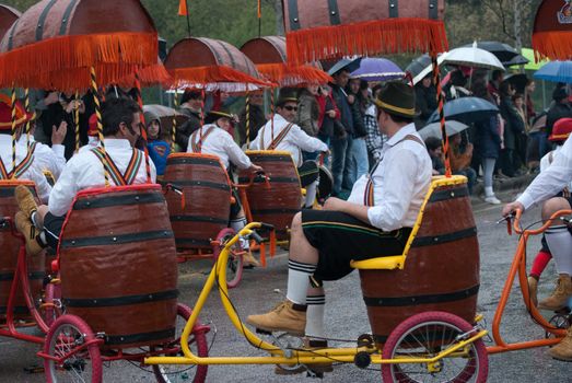 OVAR, PORTUGAL - MARCH 8: Group 'Pierrots'  during the Carnival Parade on March 8, 2011 in Ovar, Portugal.