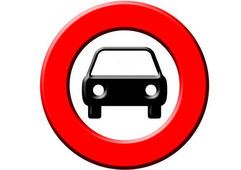 A red sign meaning "cars are not allowed here" on the white background