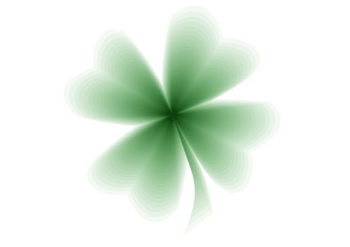 An illustration of a green quarterfoil on the white background