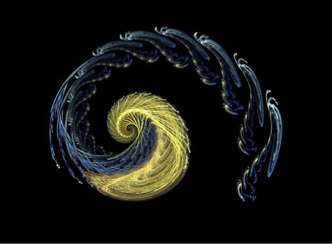 abstract spiral flame on the black background