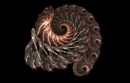 abstract spiral flame on the black background