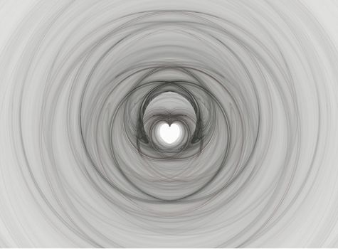 abstract heart-shaped circular flame on the white background