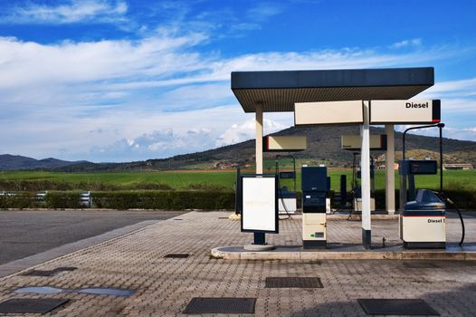 Gas station in Italian countryside