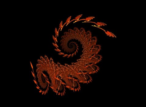 abstract spiral flame on the black background