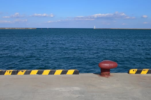 concrete industrial embankment background in the sea port