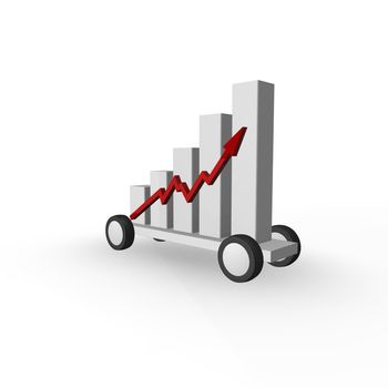 business graph on wheels - 3d illustration