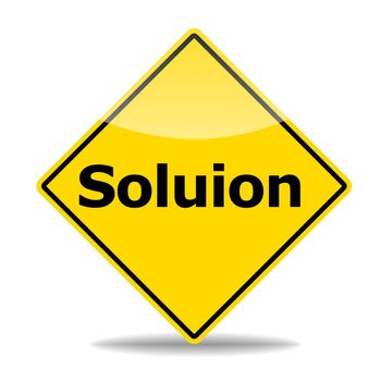 solution or problem concept with roadsign isolated on white background