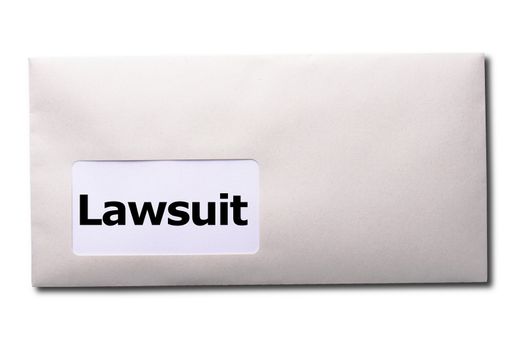 legal law or lawsiut business concept with envelope and word